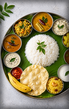 South Indian banana-leaf thali
