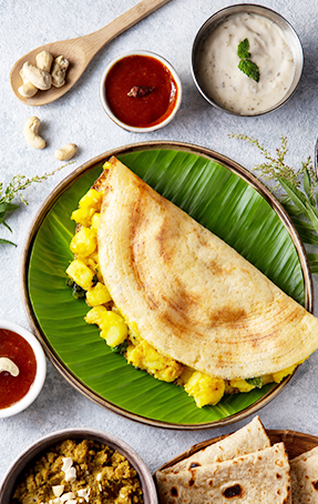 South Indian dosa with masala filling